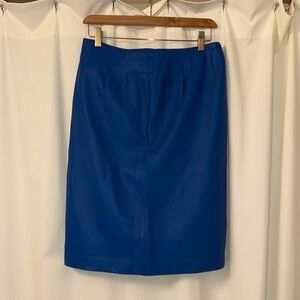 Vintage 80s Electric Blue Leather Pencil Skirt
